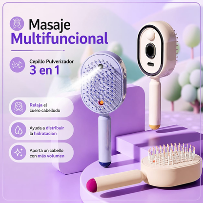 Cepillo Inteligente de Vapor 3 en 1 💧 Hidratación profunda · Masaje relajante · Sin daños
